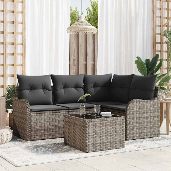 vidaXL Gartensofa-set Grau Poly-Rattan
