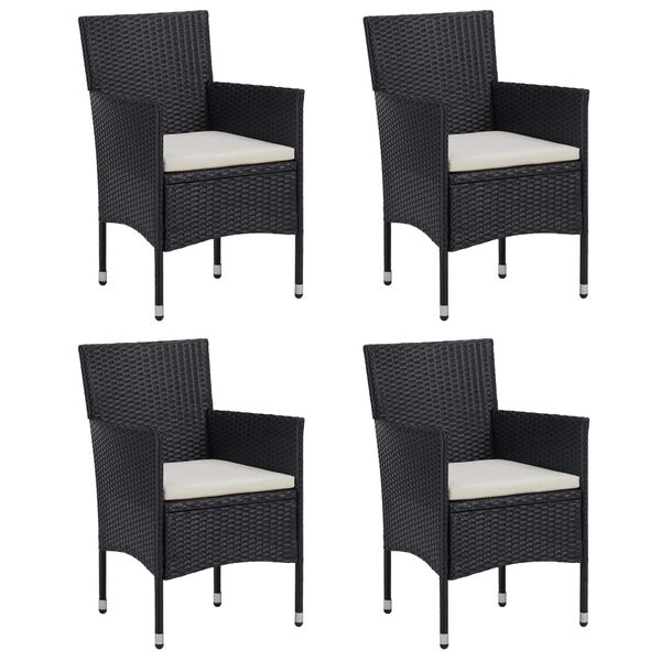 vidaXL 5-tlg. Garten-Essgruppe mit Kissen Poly Rattan Schwarz