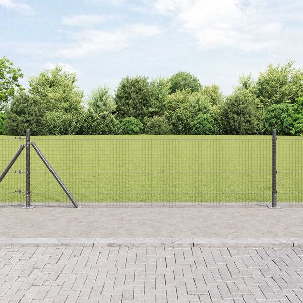 vidaXL Zaunpfosten Grau 100 x 0,5 m (25 x 25 mm Maschen) Stahl und PVC