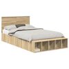 vidaXL Bettrahmen mit Regal Sonoma-Eiche 135 x 190 cm Holzwerkstoff