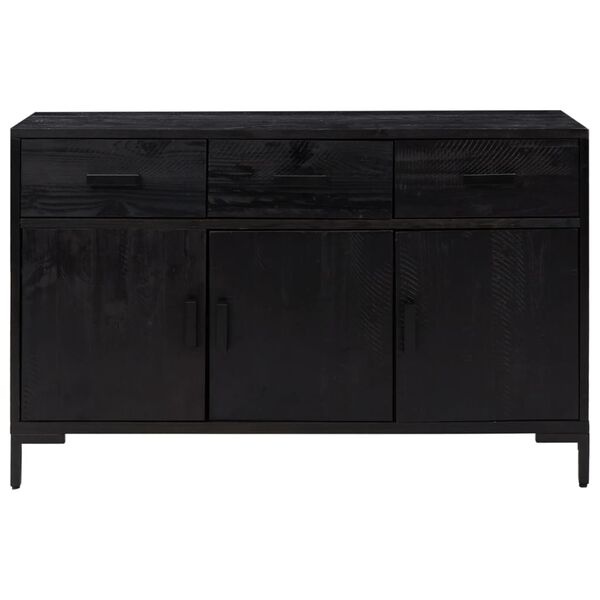 vidaXL Sideboard Schwarz 110x35x70 cm Massivholz Kiefer