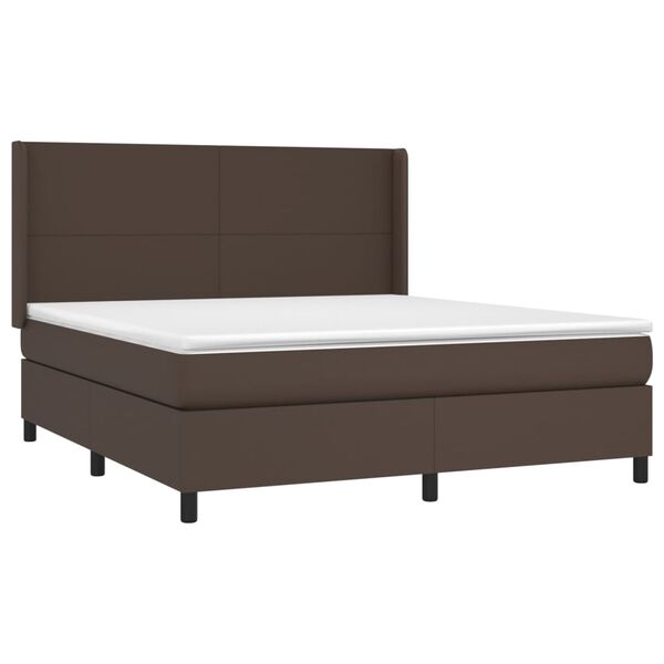 vidaXL Boxspringbett mit Matratze & LED Braun 180x200 cm Kunstleder
