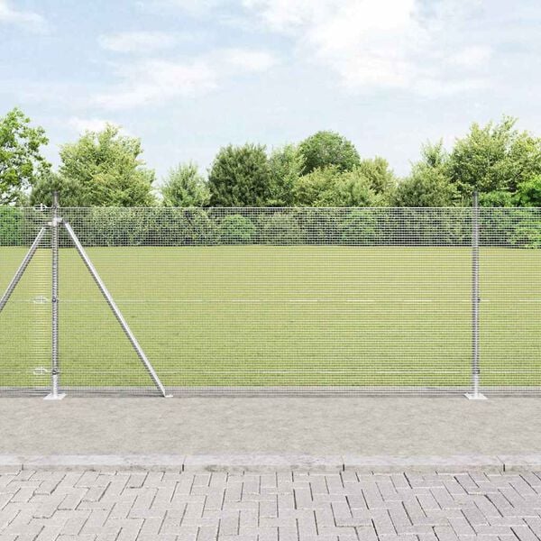 vidaXL Zaun mit Pfosten Silber 1 x 50 m Stahl