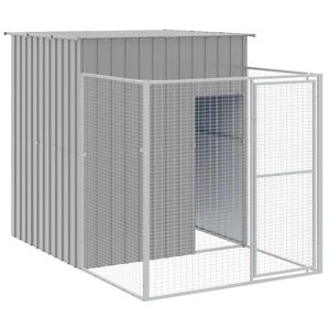 vidaXL Hundeh&uuml;tte mit Auslauf Hellgrau 165x251x181 cm Verzinkter Stahl