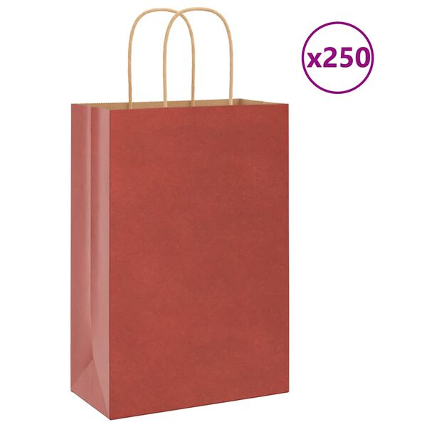 vidaXL Papiertragetaschen 250 Stk. mit Henkeln Rot 21x11x31 cm