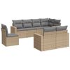 vidaXL 8-tlg. Garten-Sofagarnitur mit Kissen Beige Poly Rattan