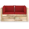vidaXL 2-Sitzer Outdoor-Sofa mit Kissen Gr&uuml;n Impr&auml;gniertes Holz