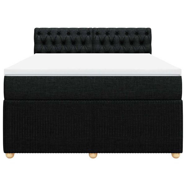 vidaXL Boxspringbett mit Matratze Schwarz 160x200 cm Stoff