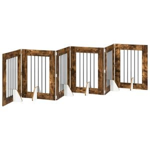 vidaXL Klappbares Hundetor mit St&auml;ndern 6 stk. R&auml;uchereiche 362 cm