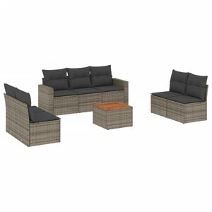 vidaXL 8-tlg. Garten-Sofagarnitur mit Kissen Grau Poly Rattan