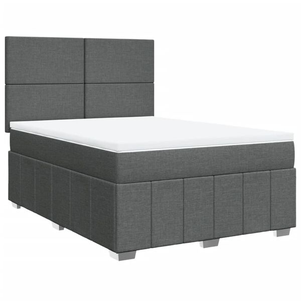 vidaXL Boxspringbett mit Matratze Dunkelgrau 140x190 cm Stoff