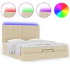 vidaXL Ottoman-Bett mit Matratze & LEDs Creme 180x200 cm Stoff
