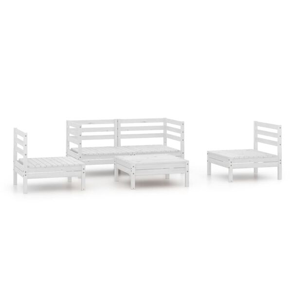 vidaXL 5-tlg. Garten-Lounge-Set Wei&szlig; Kiefer Massivholz