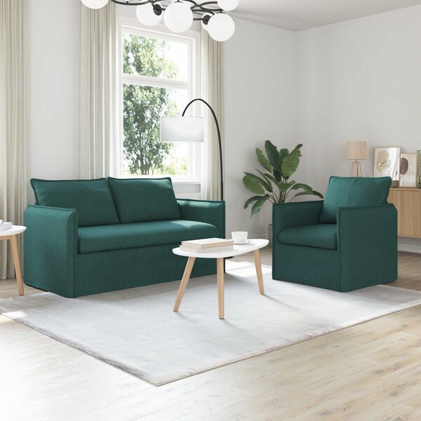 vidaXL Sofa Set 2 pcs Dunkelgr&uuml;n 196 x 82 x 85 cm Stoff