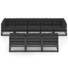 vidaXL 8-tlg. Garten-Lounge-Set mit Kissen Schwarz Massivholz Kiefer