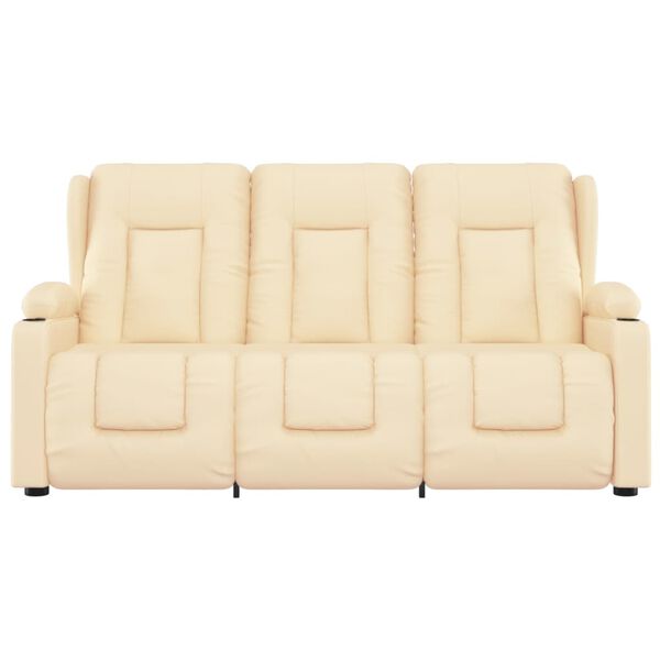 vidaXL 3-Sitzer Massagesessel mit Getränkehalter Creme Kunstleder
