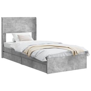vidaXL Bettgestell mit Stauraum und Kopfteil Betongrau 75 x 190 cm