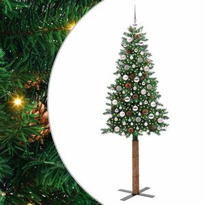 vidaXL Schlanker Weihnachtsbaum mit 300 LEDs mit St&auml;nder Gr&uuml;n 210 cm