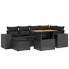 vidaXL 7-tlg. Garten-Sofagarnitur mit Kissen Schwarz Poly Rattan