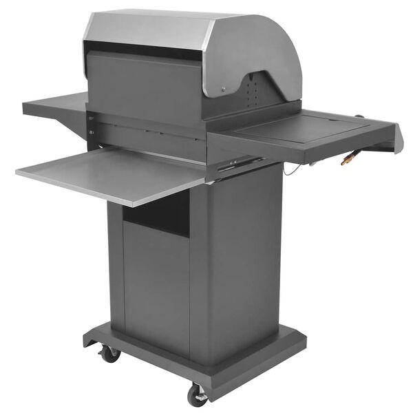 vidaXL Gasgrill mit Brenner Mit Rad Silber Stahl mit Metallschlauch