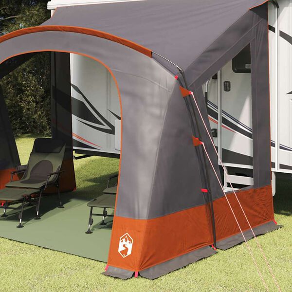 vidaXL Caravan Zelt f&uuml;r 3 Personen Grau und Orange 252 x 245 x 245 cm