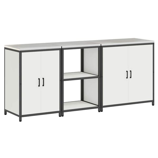 vidaXL Aufbewahrungsset f&uuml;r die K&uuml;che 3 pcs Wei&szlig; Kaltgewalzter Stahl