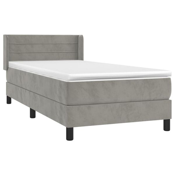 vidaXL Boxspringbett mit Matratze Hellgrau 90x200 cm Samt