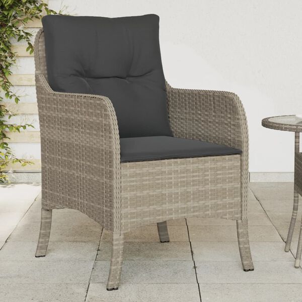 vidaXL Gartenstühle mit Kissen 2 Stk. Hellgrau Poly Rattan