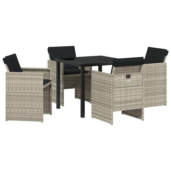 vidaXL Garten Essgruppe 5 pcs Hellgrau Poly-Rattan
