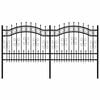 vidaXL Gartenzaun KAMPEN mit Speerspitze Schwarz 240 x 100 cm Stahl