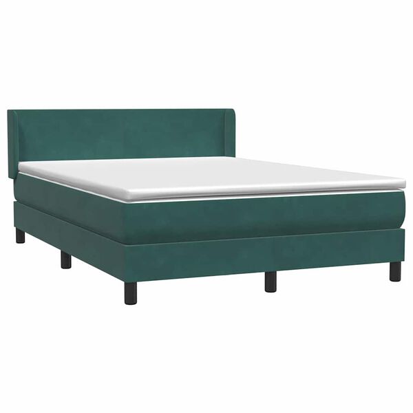 vidaXL Boxspringbett mit Matratze Dunkelgr&uuml;n 140x210 cm Samt