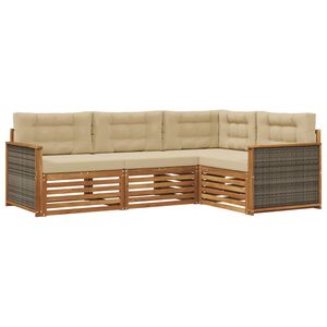 vidaXL Outdoor-Sofagarnitur mit Kissen 4 pcs Natur und Beige