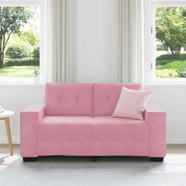 vidaXL | Zweisitzer-Sofa | mit Kissen Rosa Samt