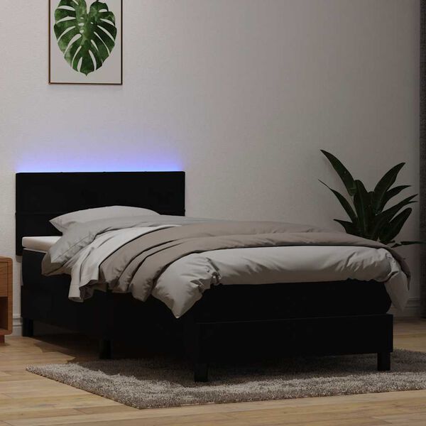vidaXL Boxspringbett mit Matratze & LED Schwarz 80x220 cm Samt