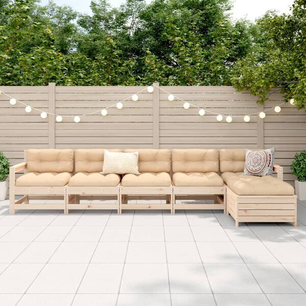 vidaXL 6-tlg. Garten-Sofagarnitur Massivholz Kiefer