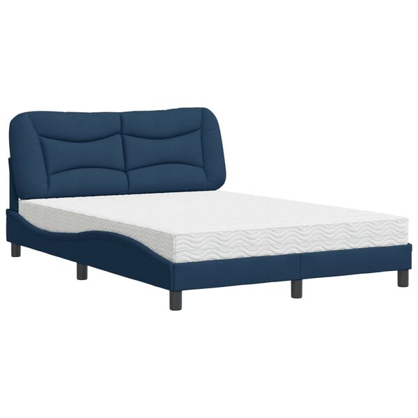 vidaXL Bett mit Matratze "Hvar" Blau 140x190 cm Stoff