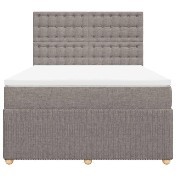 vidaXL Boxspringbett mit Matratze Taupe 160x200 cm Stoff