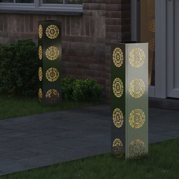 vidaXL Solar LED Weg Licht 2 pcs Silber Galvanisiertes Stahl