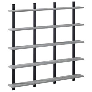 vidaXL Wandregal Sonoma-Grau 102 x 13,5 x 102 cm Holzwerkstoff