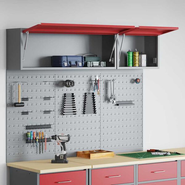 vidaXL Werkzeugschrank und Pegboard Set 5 pcs Rot 150 x 25 x 115 cm
