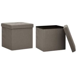 vidaXL Hocker mit Stauraum 2 Stk. Taupe Leinenoptik