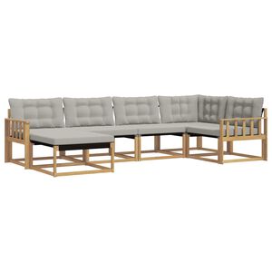 vidaXL Outdoor-Sofagarnitur 6 stk. Wei&szlig; und Hellgrau Massivholz Akazie
