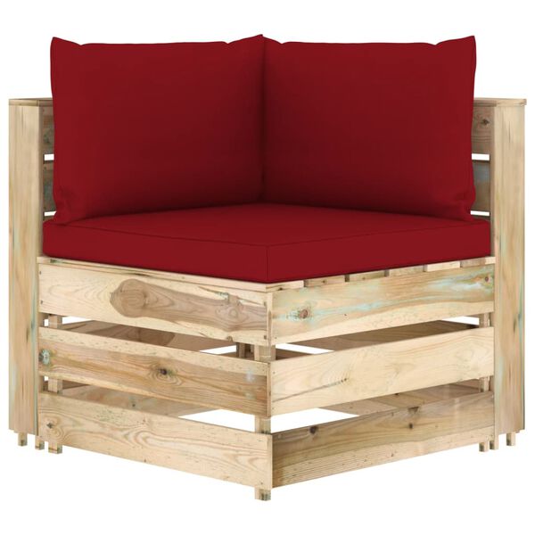 vidaXL 6-tlg. Garten-Lounge-Set mit Kissen Gr&uuml;n Impr&auml;gniertes Holz