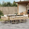 vidaXL 13-tlg. Garten-Essgruppe mit Kissen Beige Poly Rattan