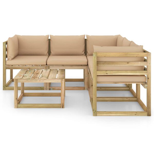 vidaXL 6-tlg. Garten-Lounge-Set mit Beige Kissen