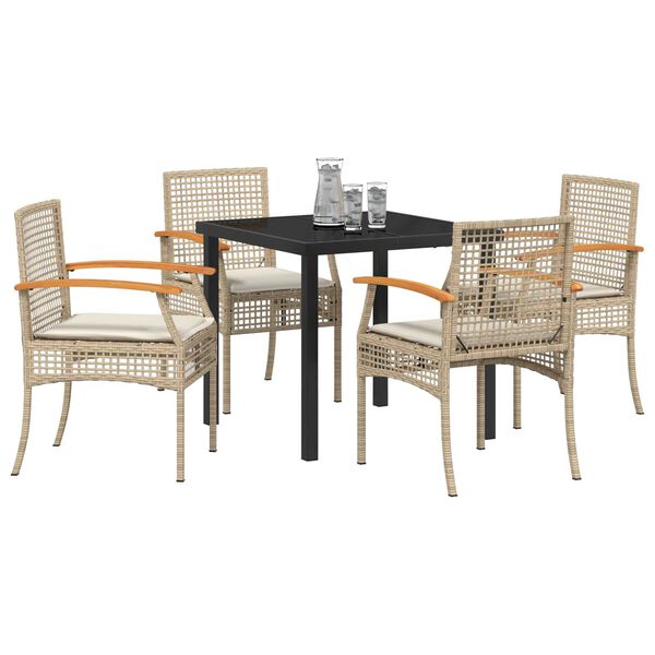 vidaXL Garten Essgruppe 5 pcs Beige Poly-Rattan