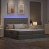 vidaXL Bett mit LED-Lichtleisten mit Kopfteil Taupe 200 x 200 cm Stoff