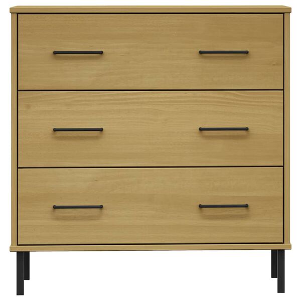 vidaXL Sideboard OSLO mit 3 Schubladen Braun 77x40x79,5 cm Massivholz