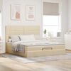 vidaXL Ottoman-Bett mit Matratze & LEDs Creme 160x200 cm Stoff
