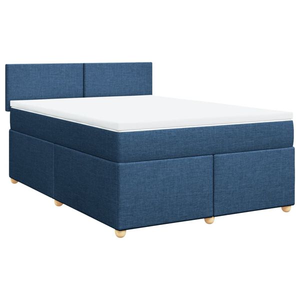 vidaXL Boxspringbett mit Matratze Blau 140x200 cm Stoff